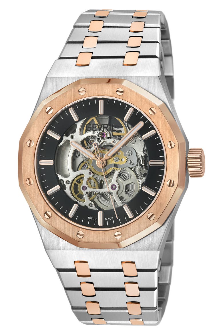 Gotham Bracelet Watch, 41mm, Main, color, SILVER/ ROSE GOLD