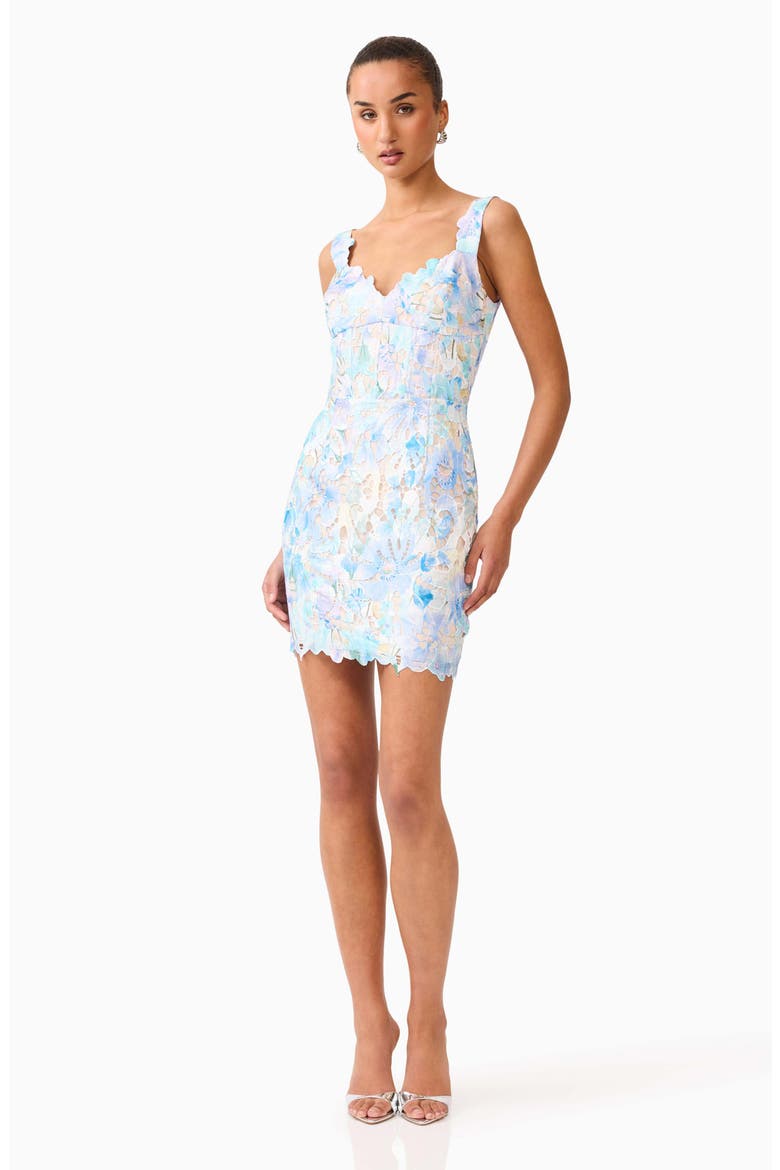 Kalissa Floral Embroidery Cocktail Minidress, Alternate, color, BLUE MULTI