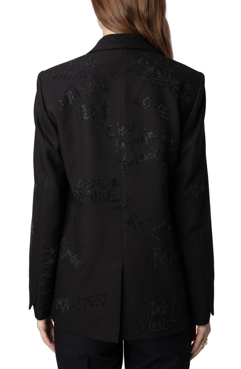 Zadig & Voltaire Vanille Strass Manifesto Blazer, Alternate, color,