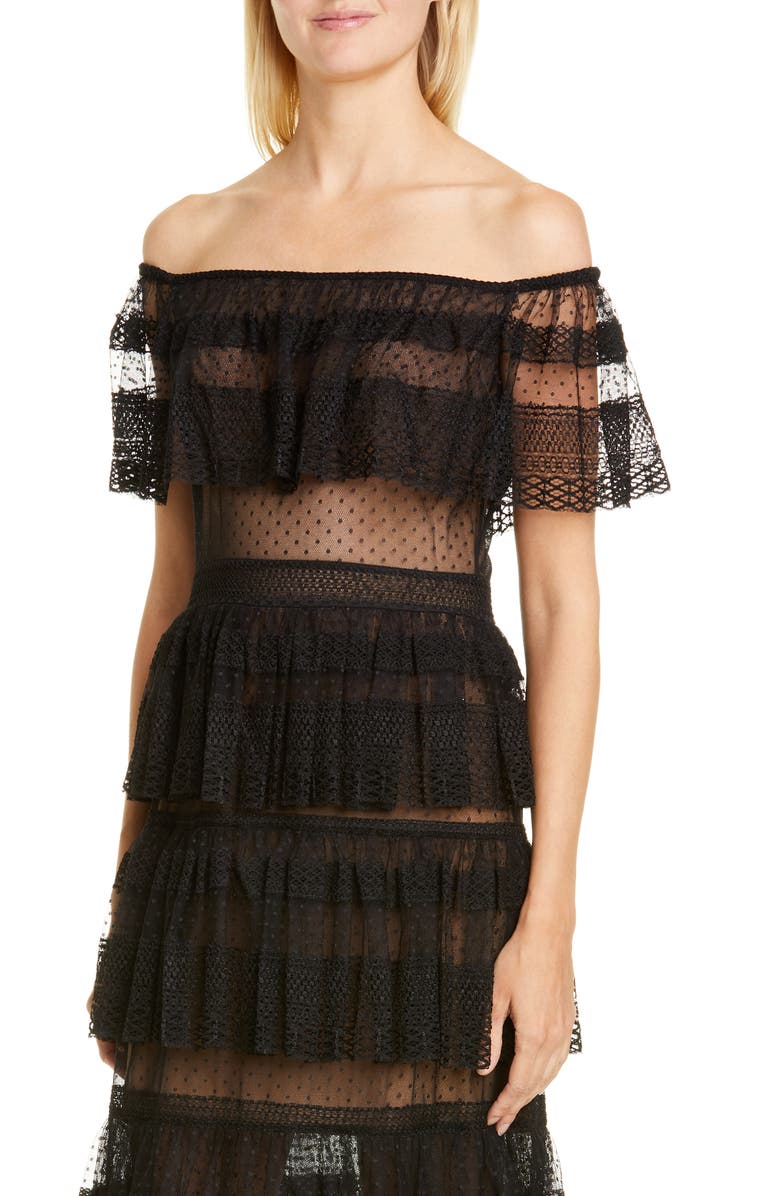 Zuhair Murad Off the Shoulder Tiered Gown, Alternate, color, 