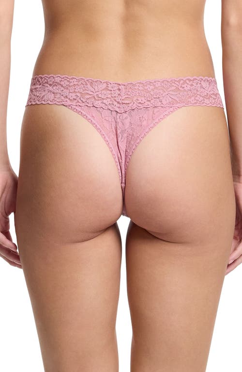Hanky Panky Flora Lace Original Rise Thong In Mauve Orchid Pink