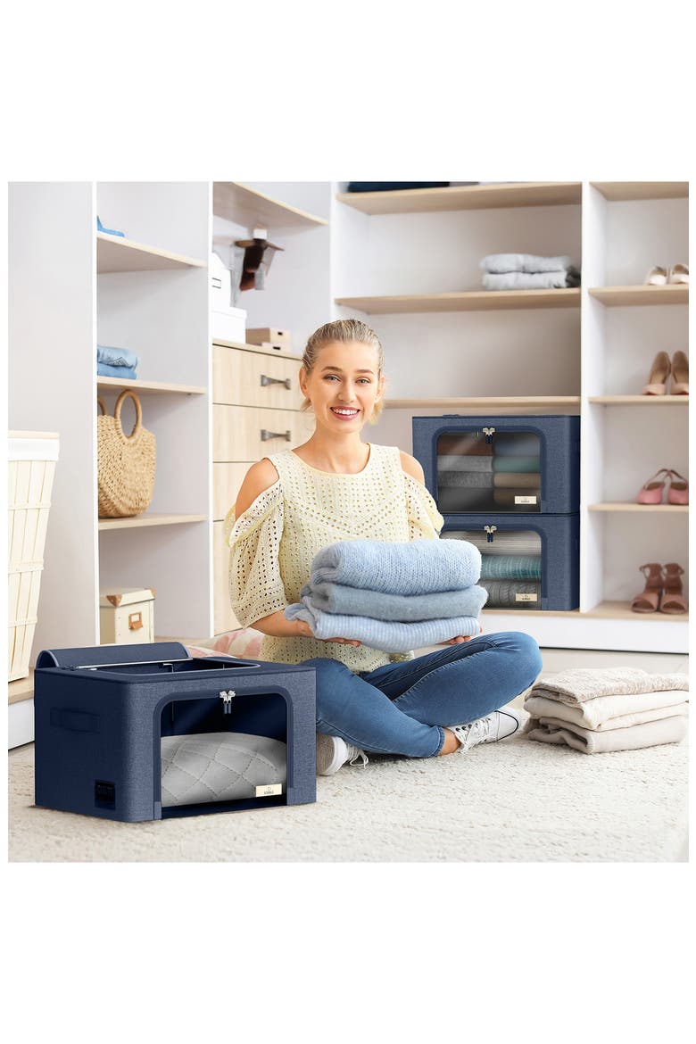 6-Pack Medium Foldable Storage Bins, Alternate, color, BLUE