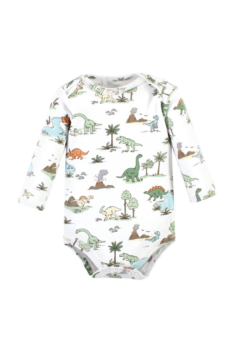Cotton Long-sleeve Bodysuits 5-pack, Alternate, color, Dinosaur Adventures 5-Pack