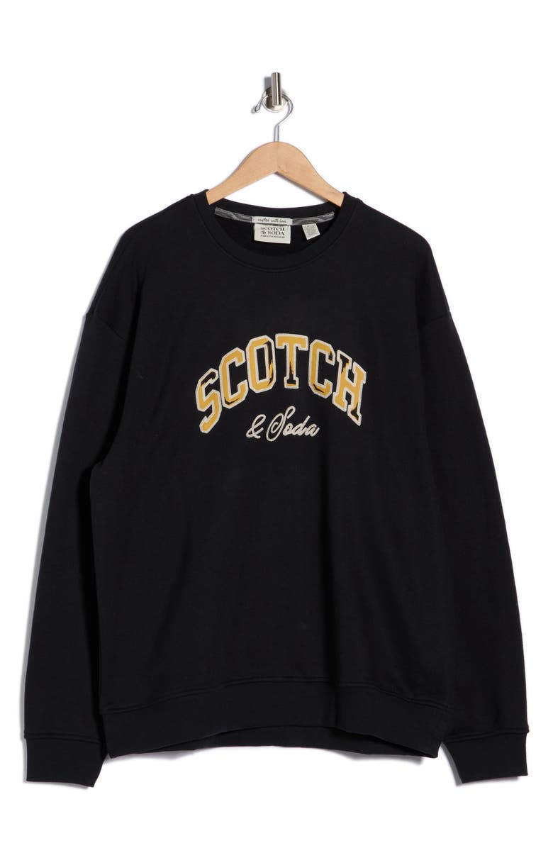 Scotch & Soda Relaxed Fit Graphic Fleece Sweatshirt, Alternate, color, Anthracite