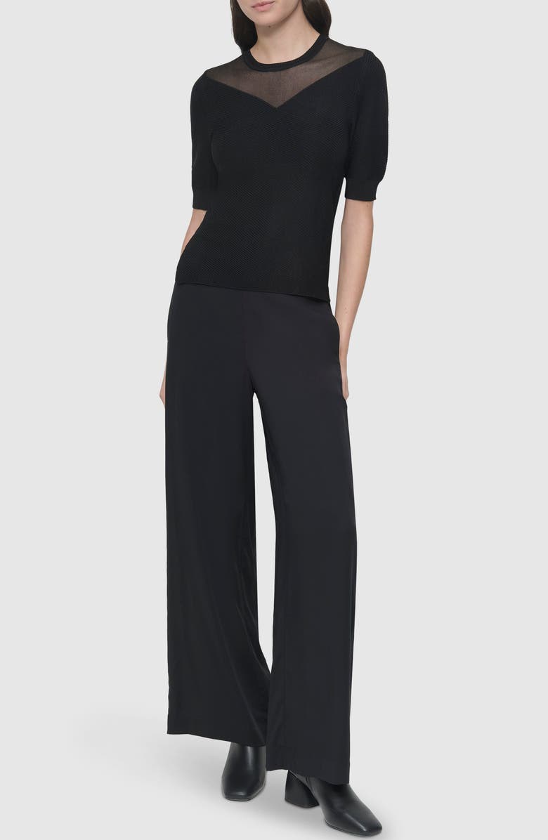 DKNY Illusion Neck Short Sleeve Sweater, Alternate, color, 