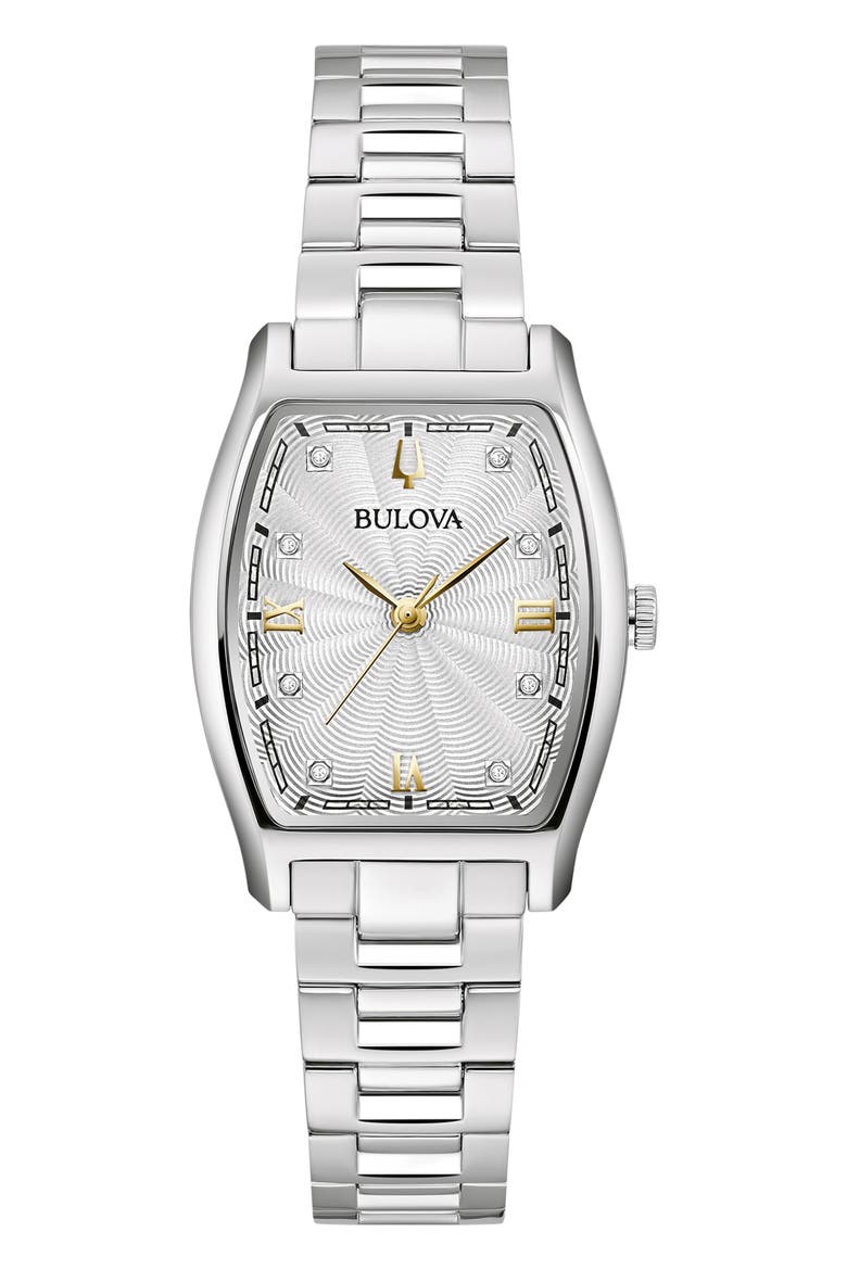 Tonneau Diamond Accent Bracelet Watch, 26mm, Main, color, SILVER