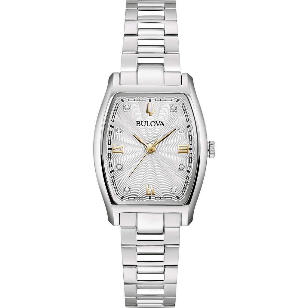Bulova Tonneau Diamond Accent Bracelet Watch, 26mm In Silver