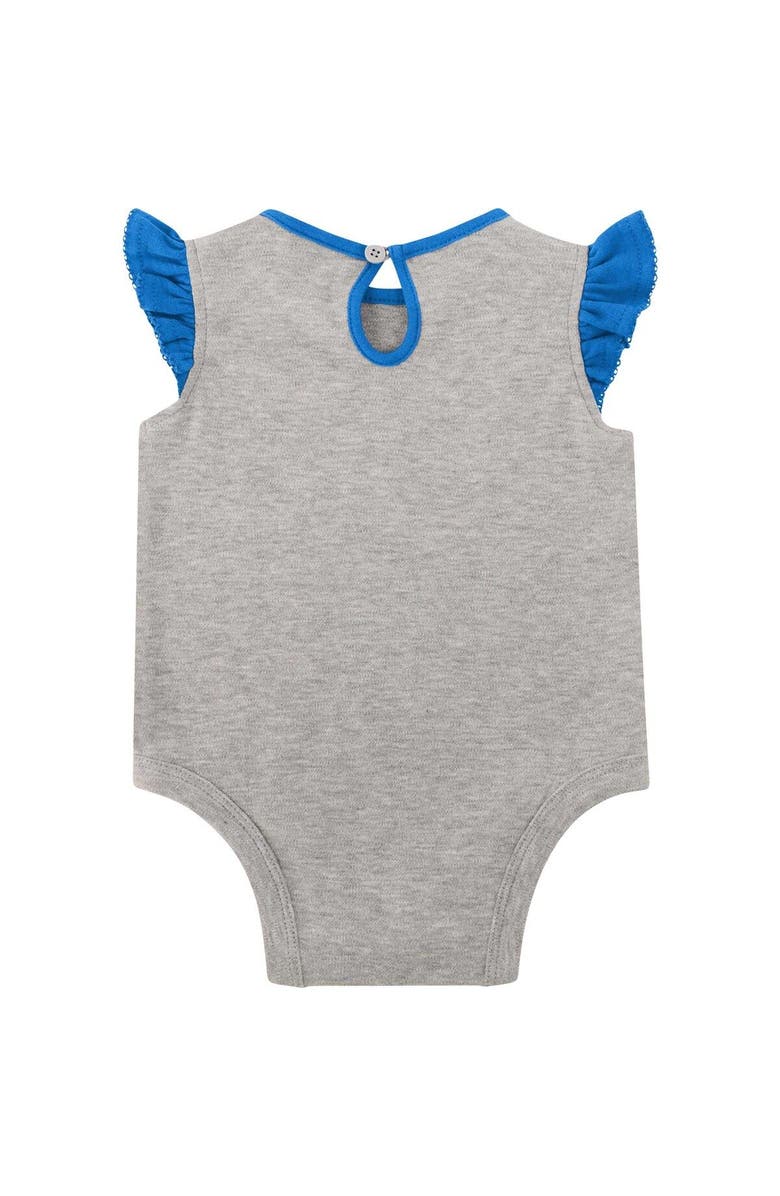 Outerstuff Newborn Heather Gray/Powder Blue Los Angeles Chargers All Dolled Up Three-Piece Bodysuit, Skirt & Booties Set, Alternate, color, 