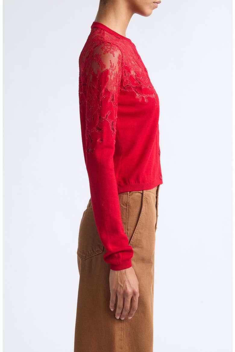 Talia Lace Cardigan, Alternate, color, CERISE