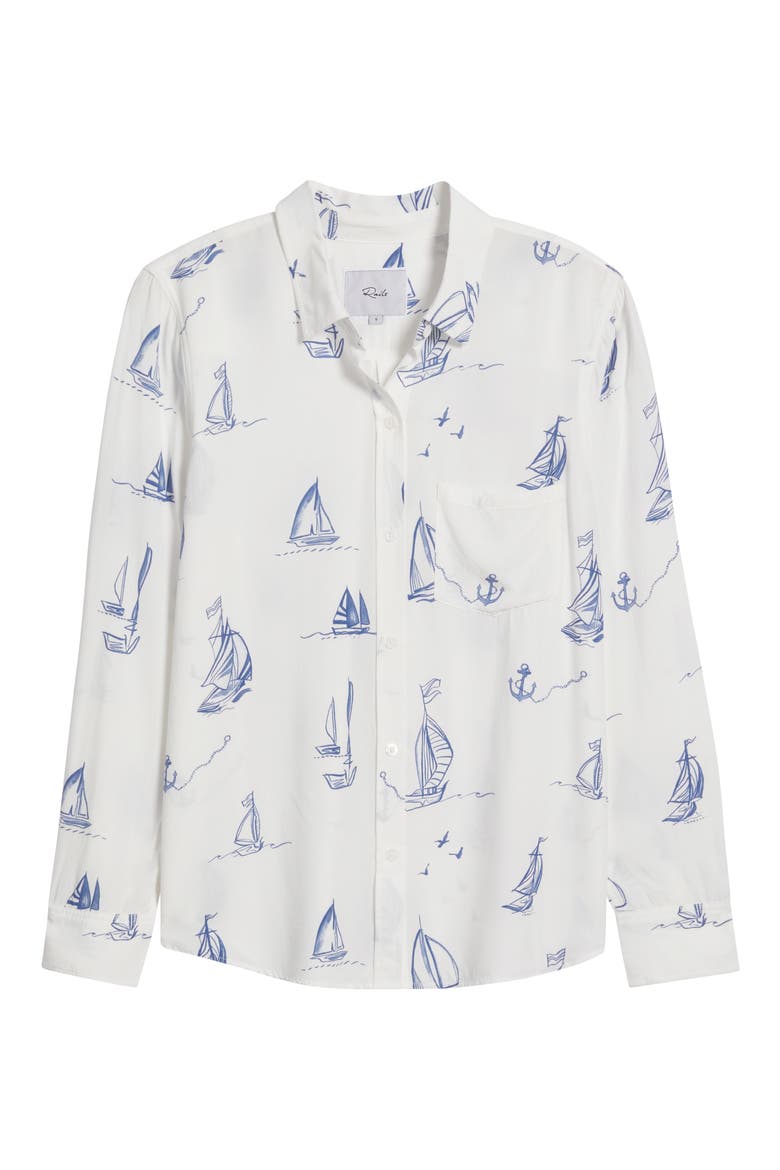 Kathryn Sailboat Print Button-Up Shirt, Alternate, color, SAILBOATS