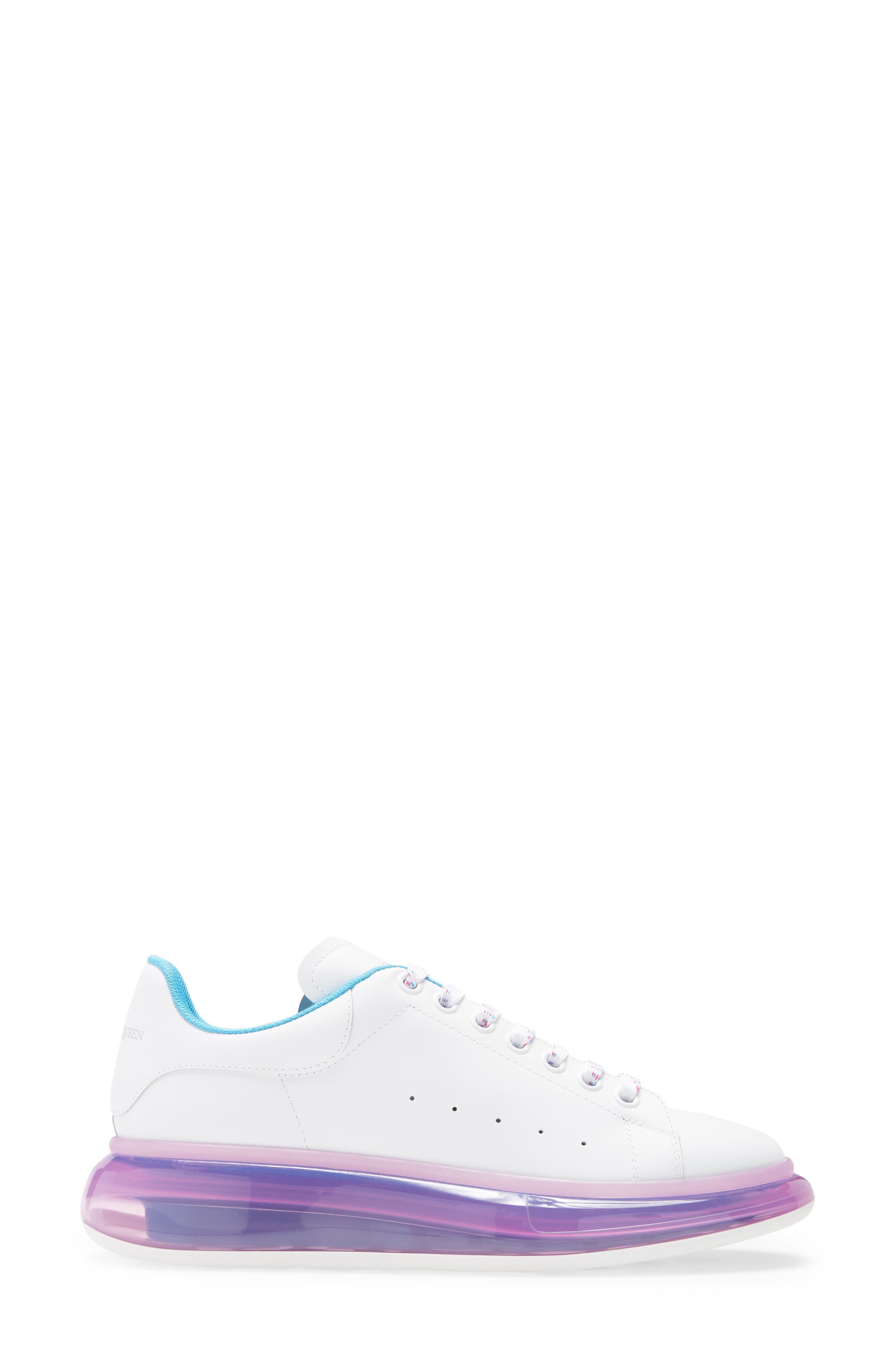 Oversized Clear Sole Sneaker, Alternate, color, WHITE/ BLUE/ PINK