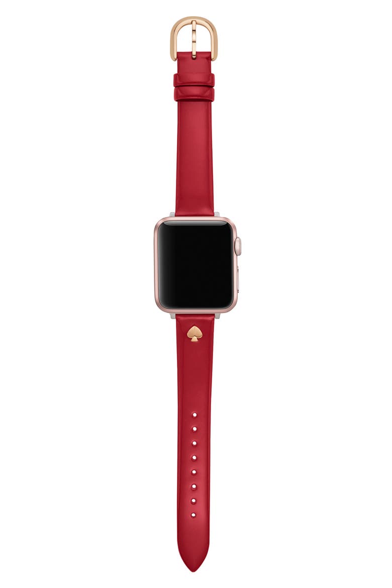 Apple Watch® patent leather band, Alternate, color, RED