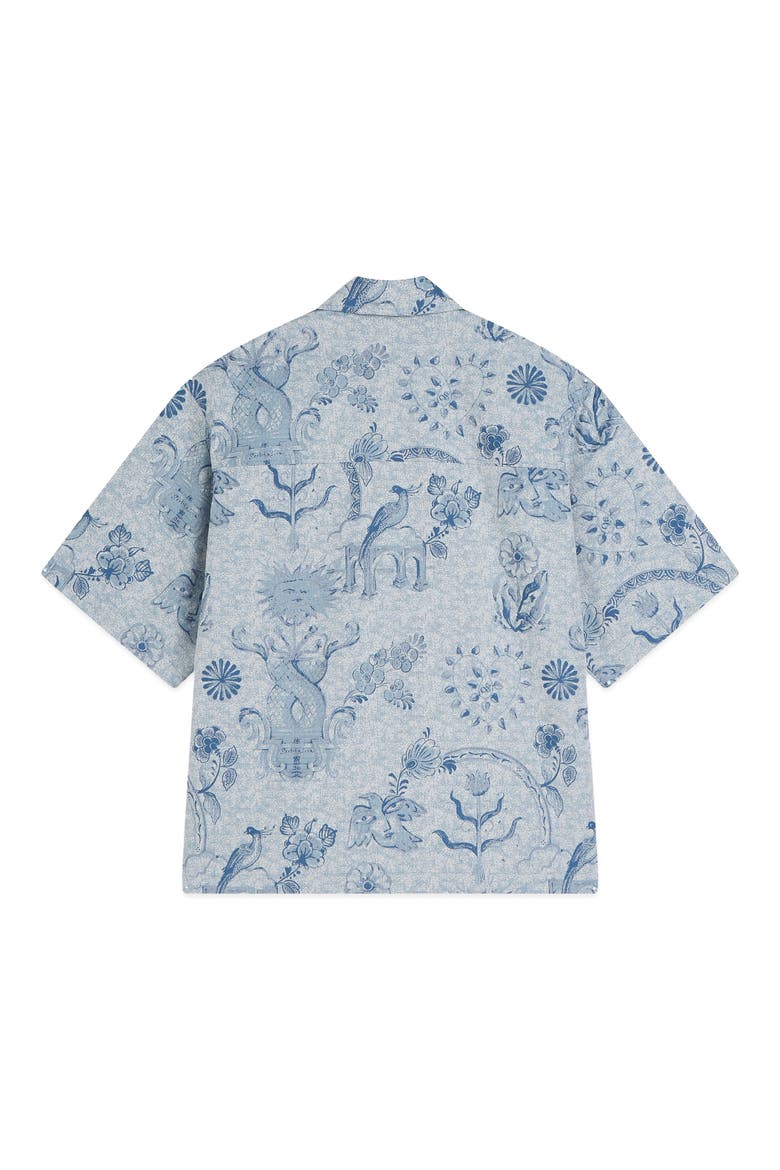 Loose Fit Cotton Camp Shirt, Alternate, color, DELFT TILES BLUE