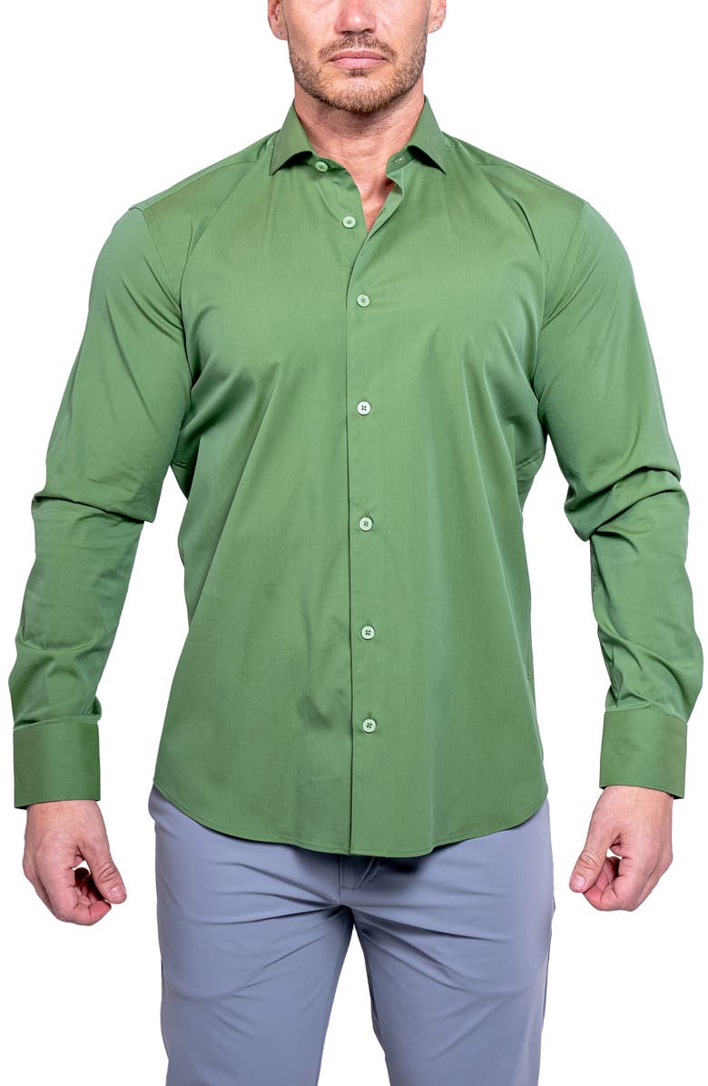 Maceoo Einstein Aristocratluxestretch Button-Up Shirt, Main, color, Green