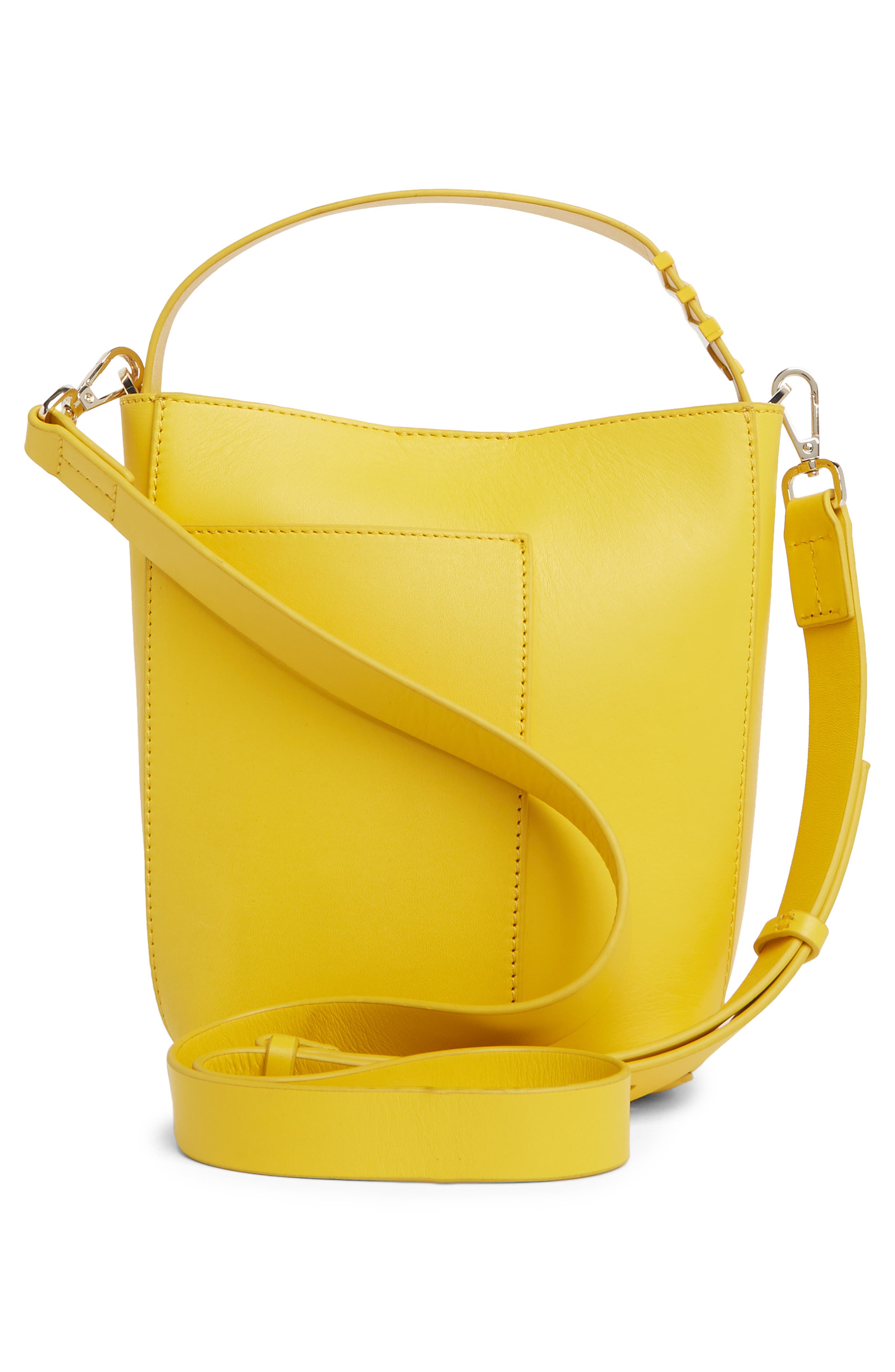 Paige Leather Bucket Bag, Alternate, color, SUNFLOWER