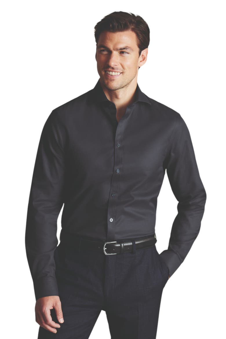 Non-Iron Twill Shirt, Main, color, Charcoal Grey