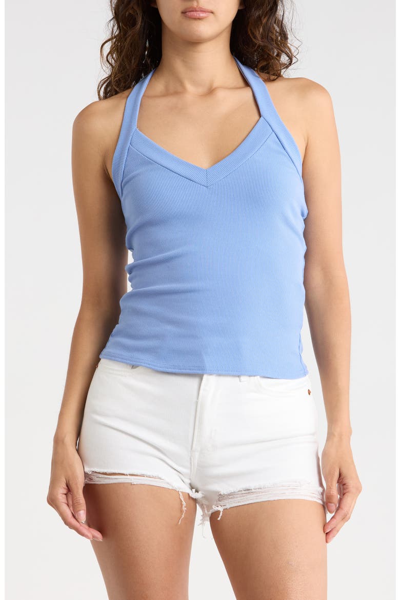 Rib Halter Top, Main, color, BLUE COMBO