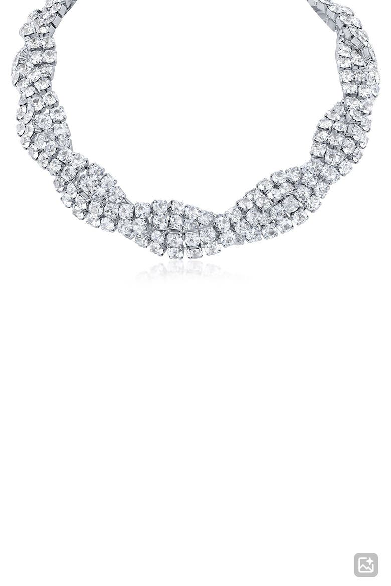 Crystal Chain Woven Collar Necklace (Nordstrom Exclusive), Main, color, CLEAR SILVER