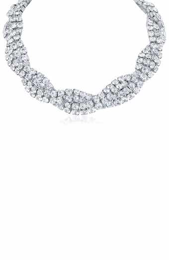 JARDIN Crystal Chain Woven Collar Necklace