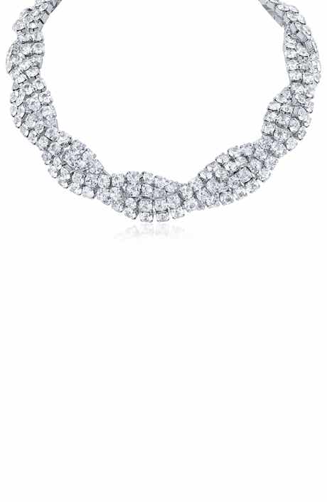 JARDIN Crystal Chain Woven Collar Necklace