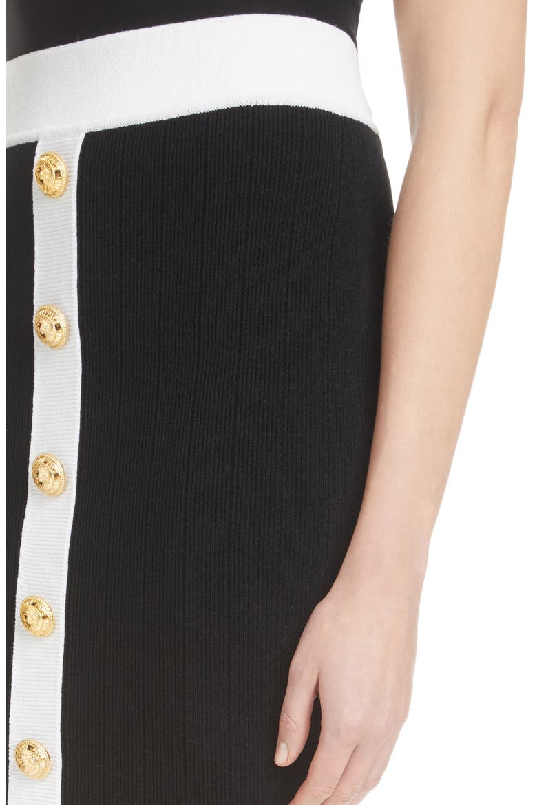 Button Detai Rib Knit Skirt, Alternate, color, EAB BLACK/ WHITE