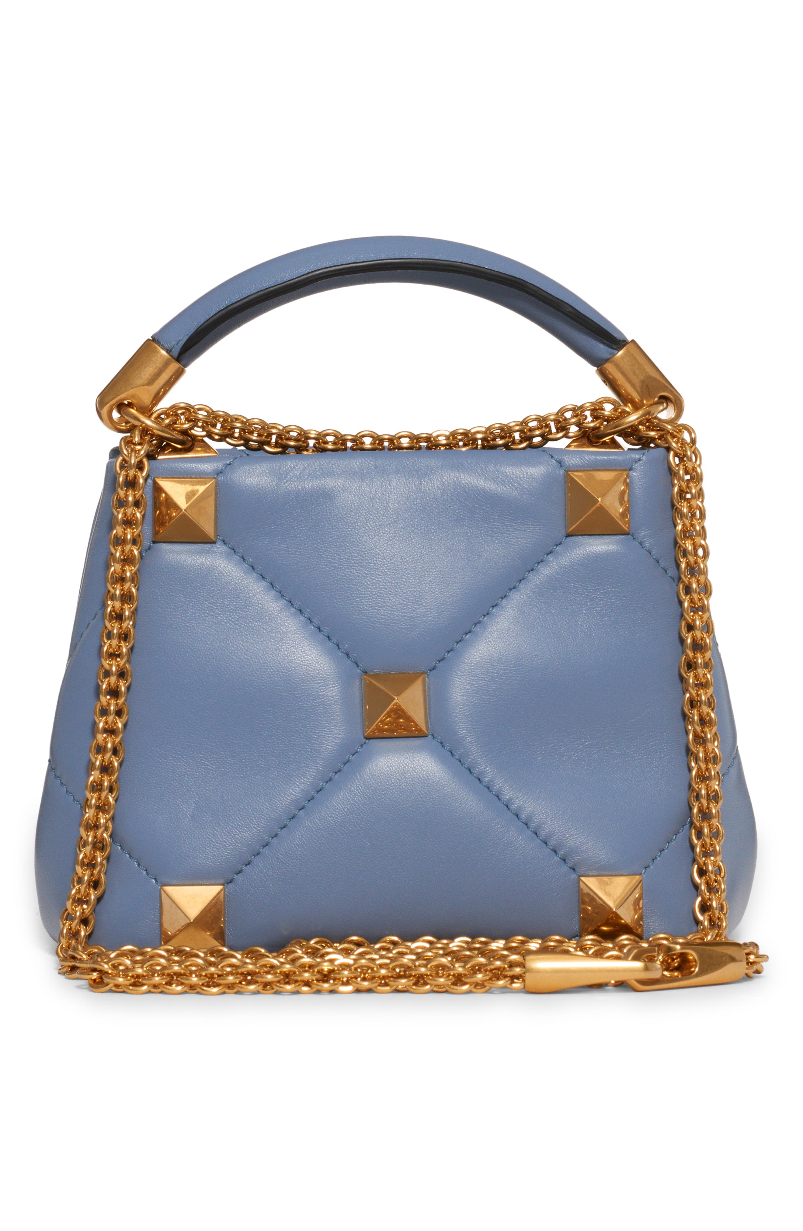 Valentino Garavani Mini Roman Stud Matelassé Leather Top Handle Bag, Alternate, color, 
