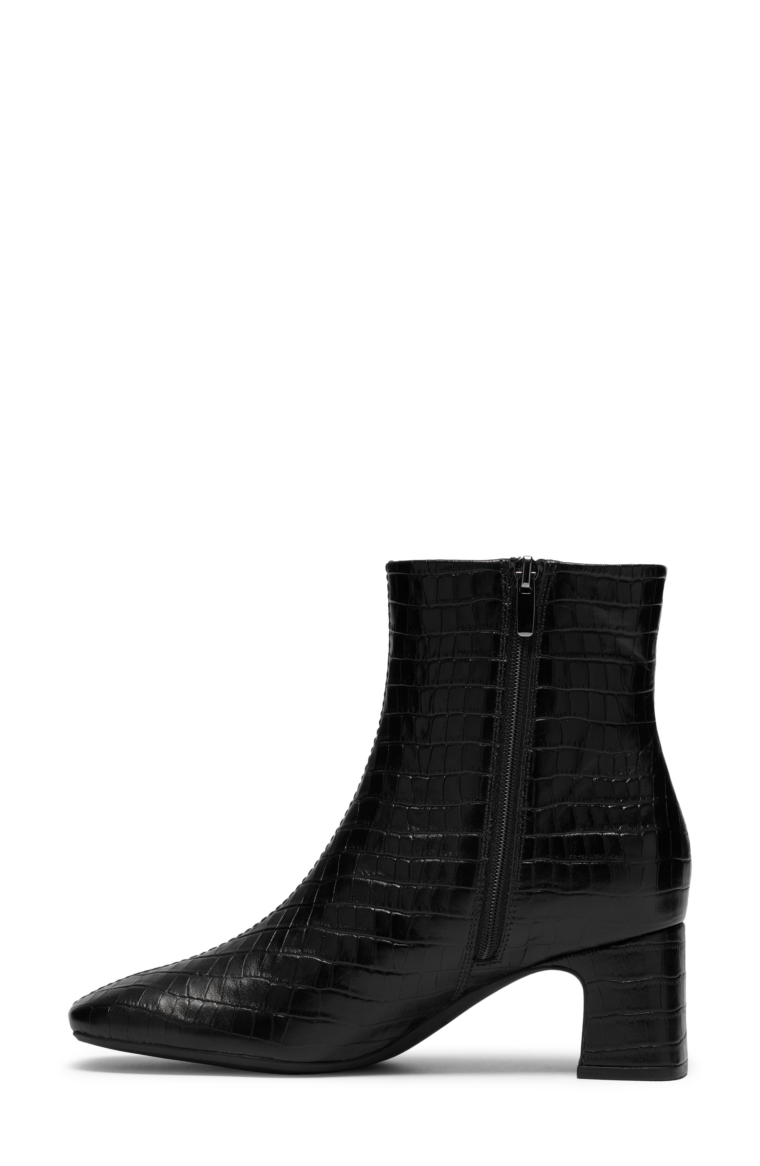 Fernie Croc Embossed Leather Bootie, Alternate, color, BLACK CROC