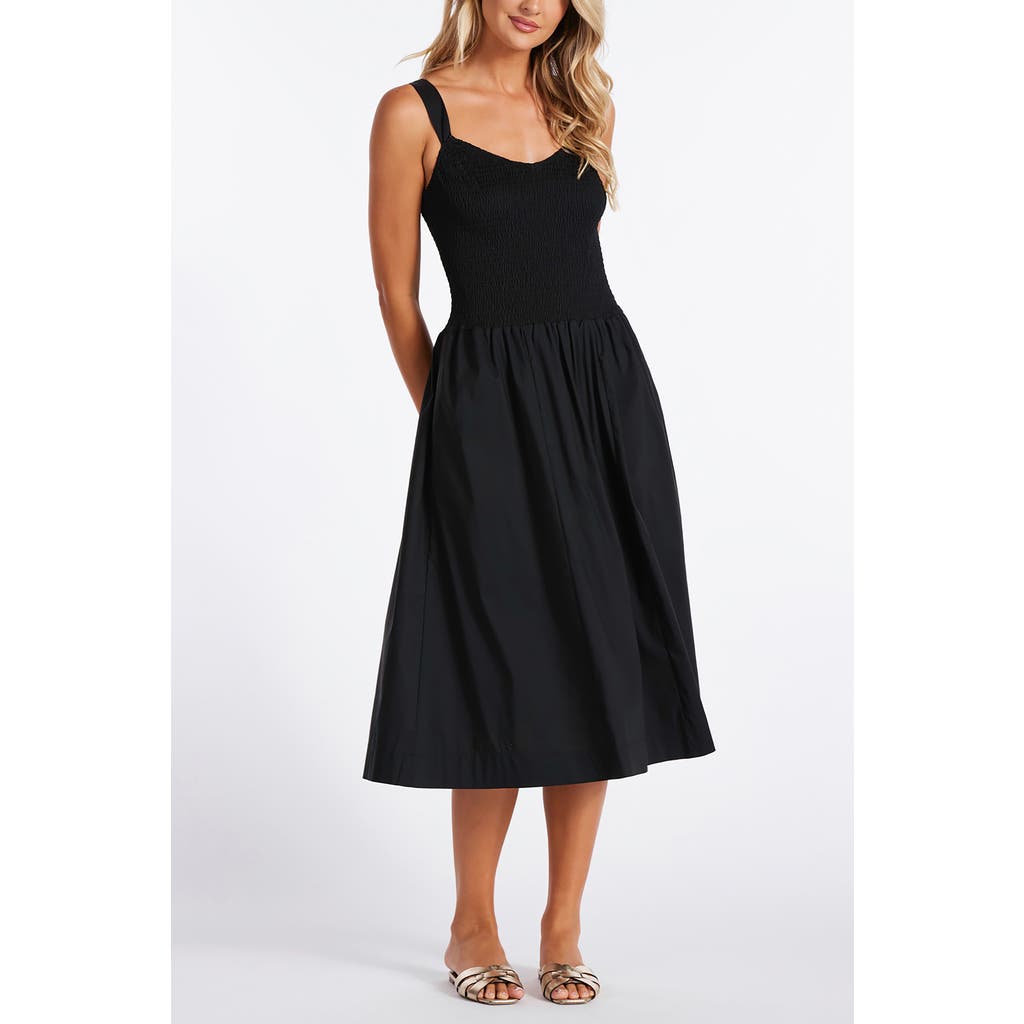 Bishop + Young Corsica Smocked Poplin Dress In Black
