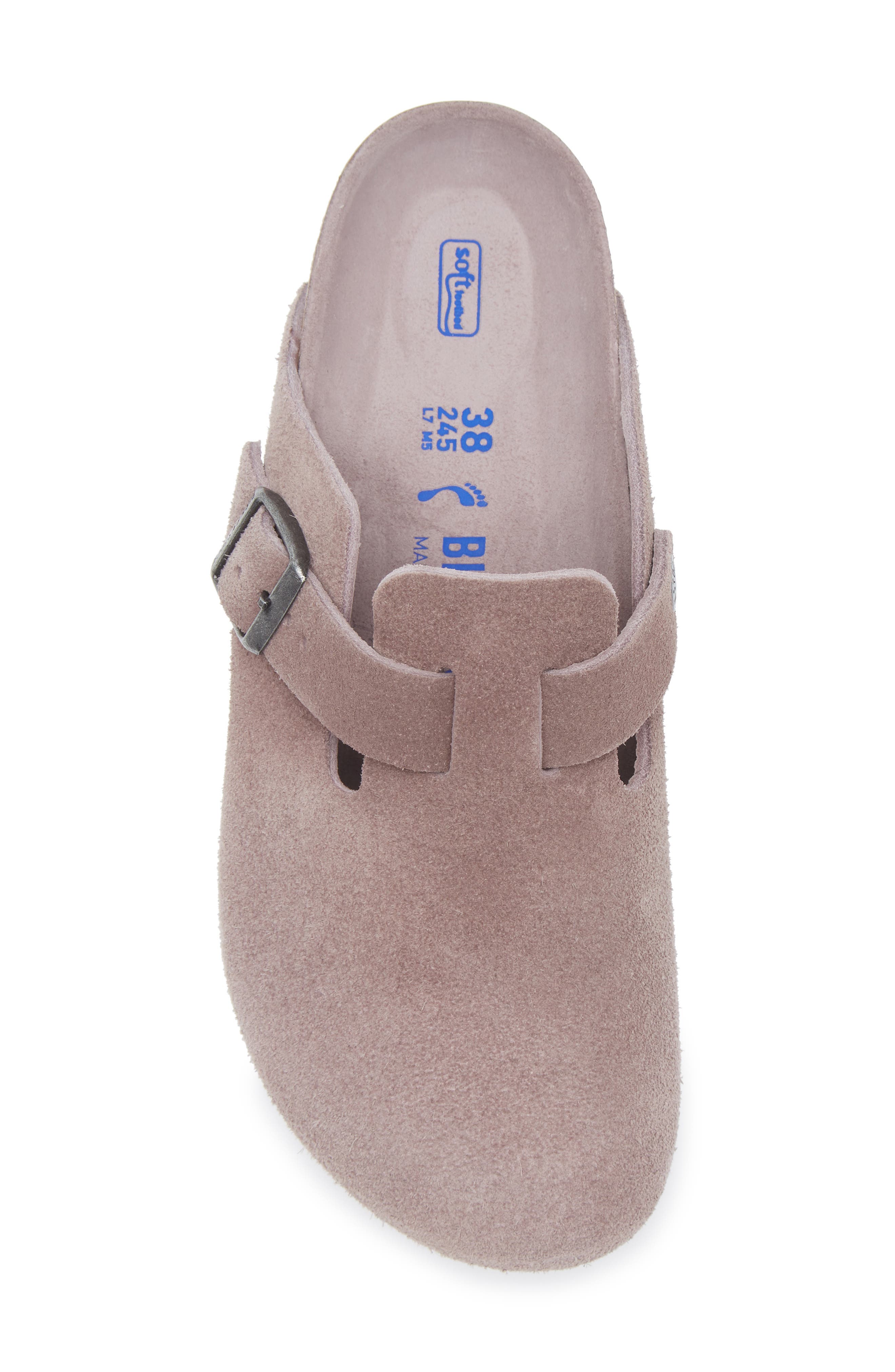 Boston Soft Footbed Leather Clog, Alternate, color, FADED PURPLE SUEDE