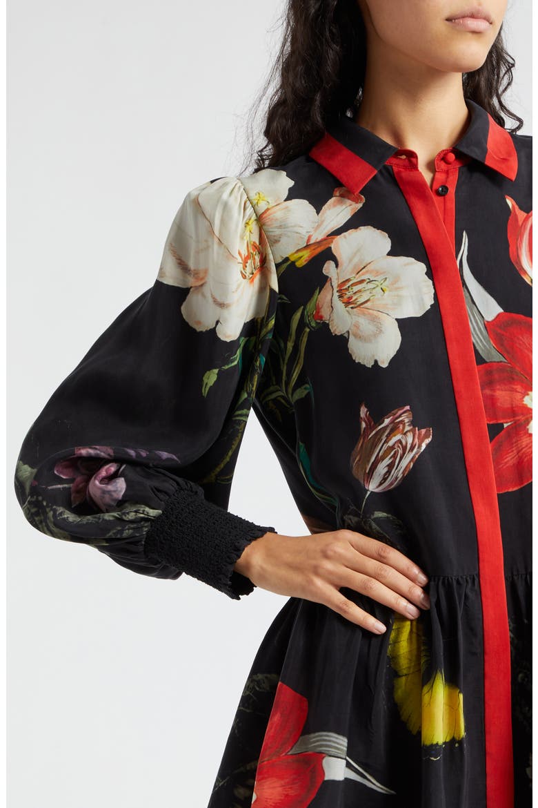 Bertha Floral Print Ruffle Shirtdress, Alternate, color, ESSENTIAL FLORAL