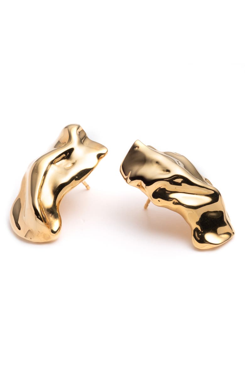 Sterling King Molten Stud Earrings, Alternate, color, Gold