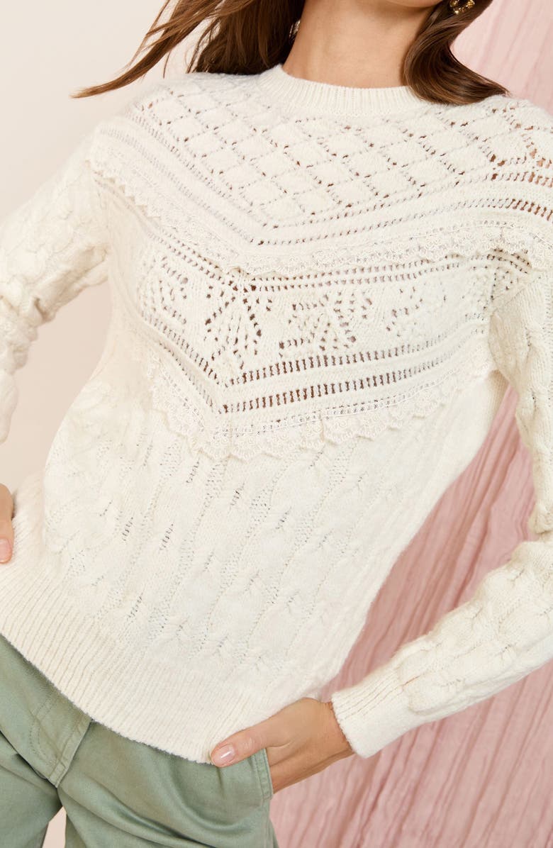 Friends Like These Pointelle Stitch Sweater, Alternate, color, Neutral