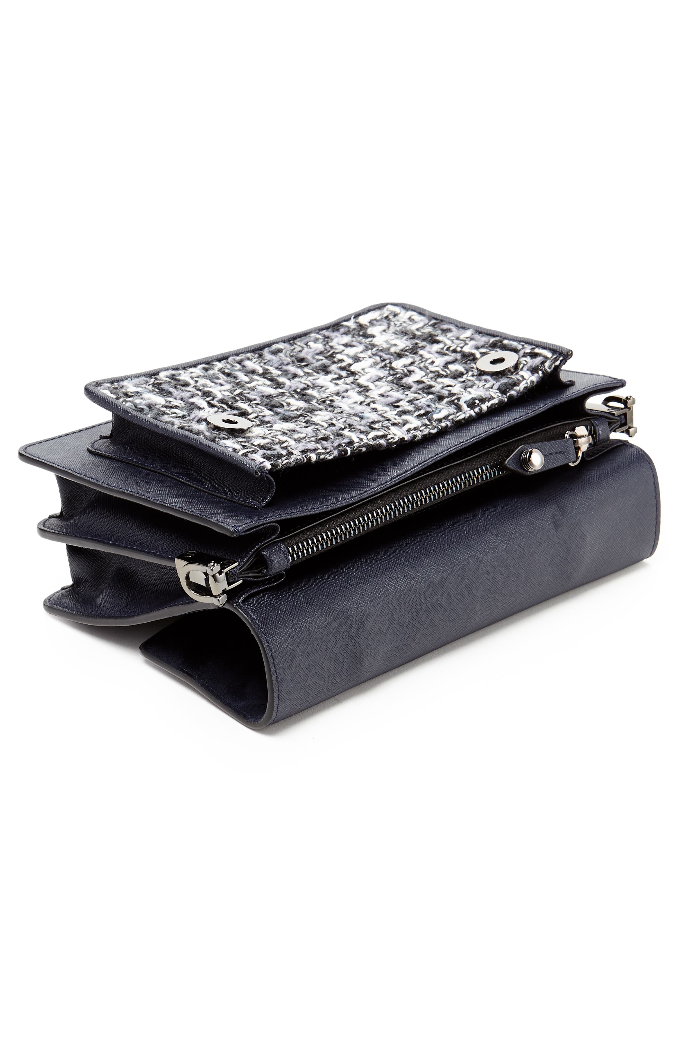 Cobble Hill Calfskin Leather Crossbody Bag, Alternate, color, NAVY TWEED