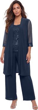 Roaman's Plus-Size 3 Piece Knit Embellished Pant Set