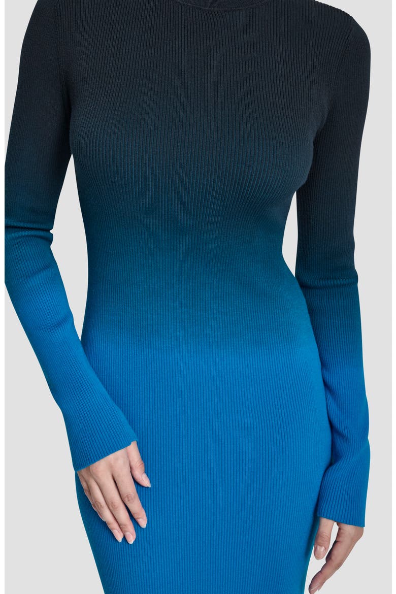 Dip Dye Long Sleeve Cotton Blend Body-Con Dress, Alternate, color, OCEAN BLUE