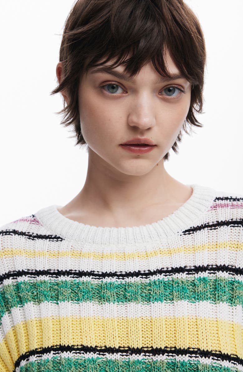 Desigual Stripe Crewneck Sweater, Alternate, color, Multi Stripe