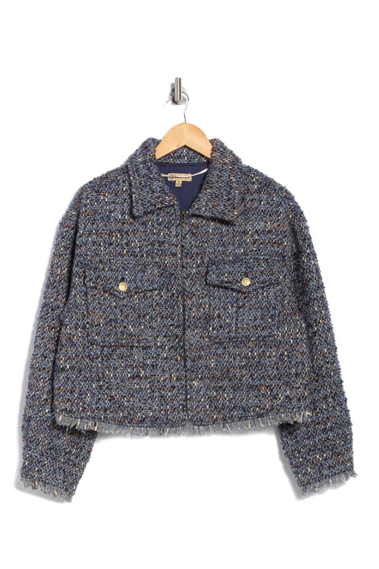 Tweed Crop Jacket, Alternate, color, NAVY GOLD MULTI