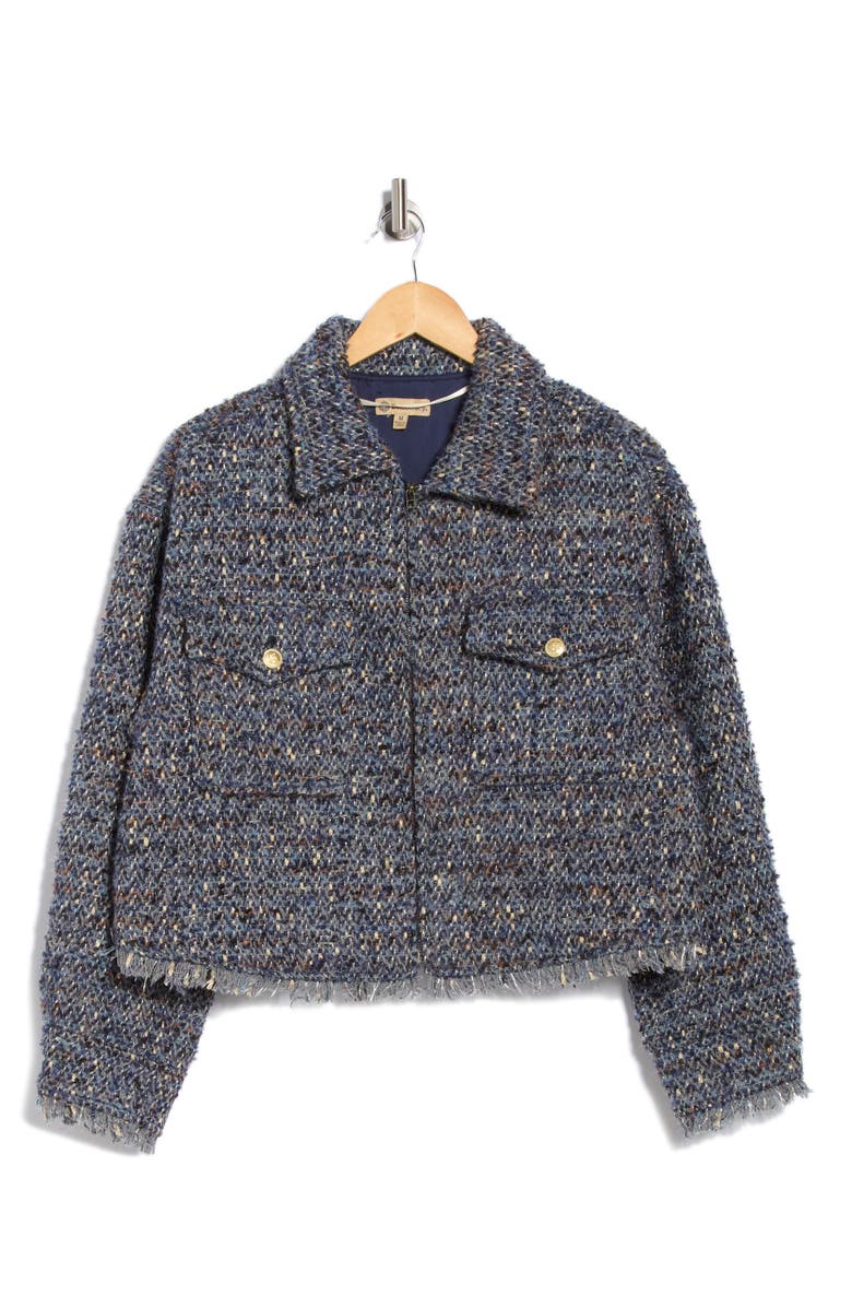 Democracy Tweed Crop Jacket, Alternate, color, Navy Gold Multi
