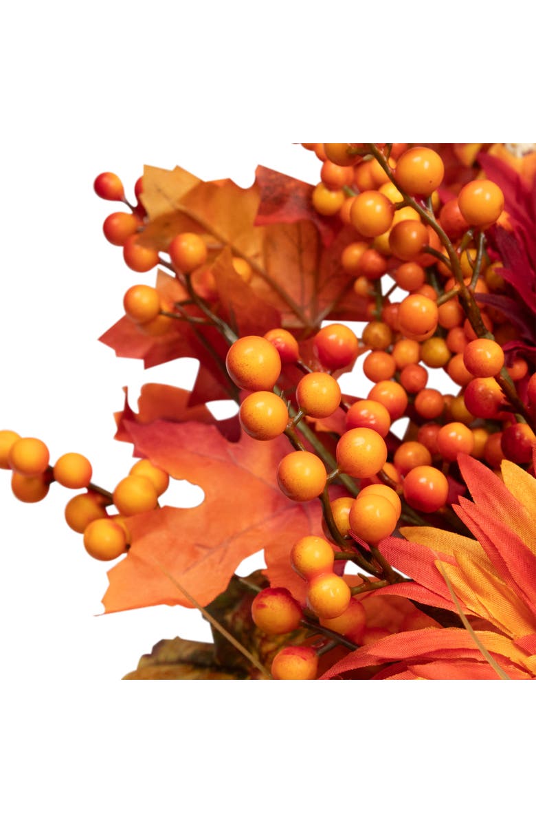 Northlight Mums and Berries with Fiery Foliage Fall Harvest Wreath - 24", Alternate, color,