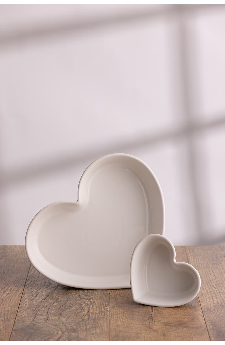 MASON CASH Rustic Charm Heart Baking Dish, 5.5" 375ml Mini Stoneware Oven Dish, Alternate, color, Beige