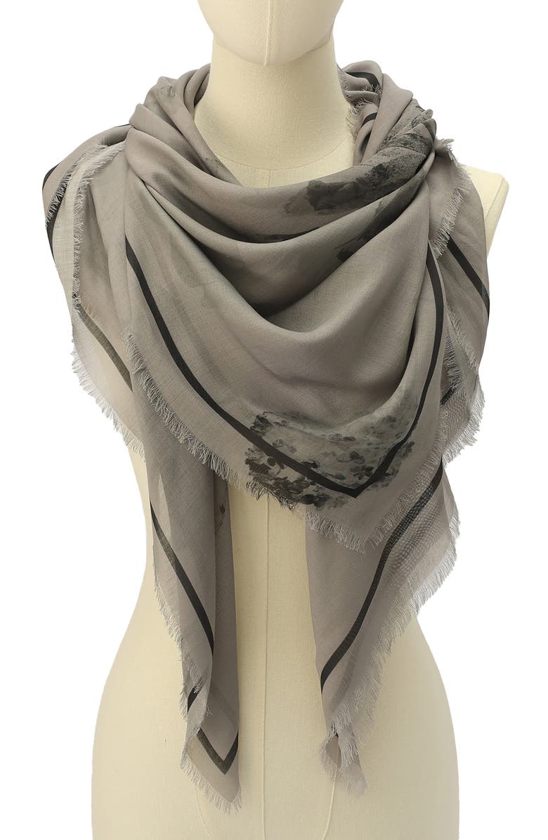 AllSaints Floreo Square Fringe Scarf, Alternate, color,