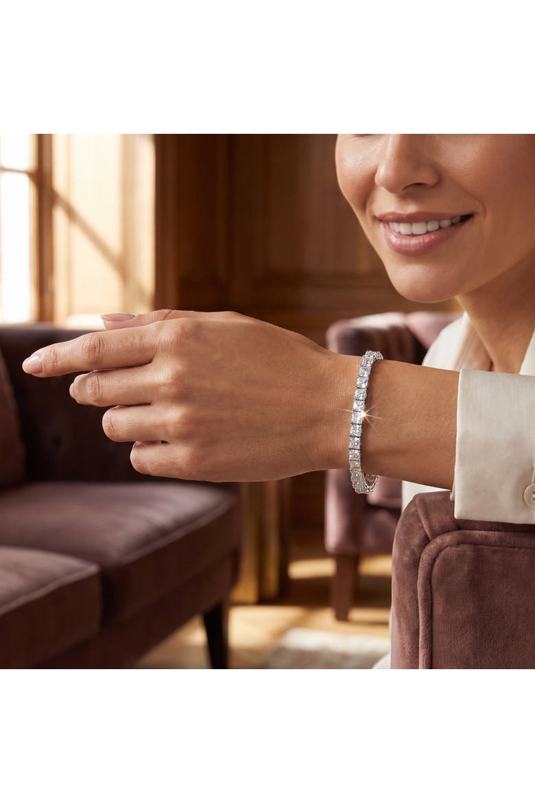 16.30Ct Princess Cut Diamond 7" Tennis Bracelet 14k Gold Lab Grown, Alternate, color, 14k White Gold