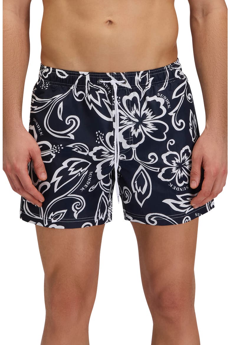 Print Swim Trunks, Main, color, VINTAGE DARK NAVY