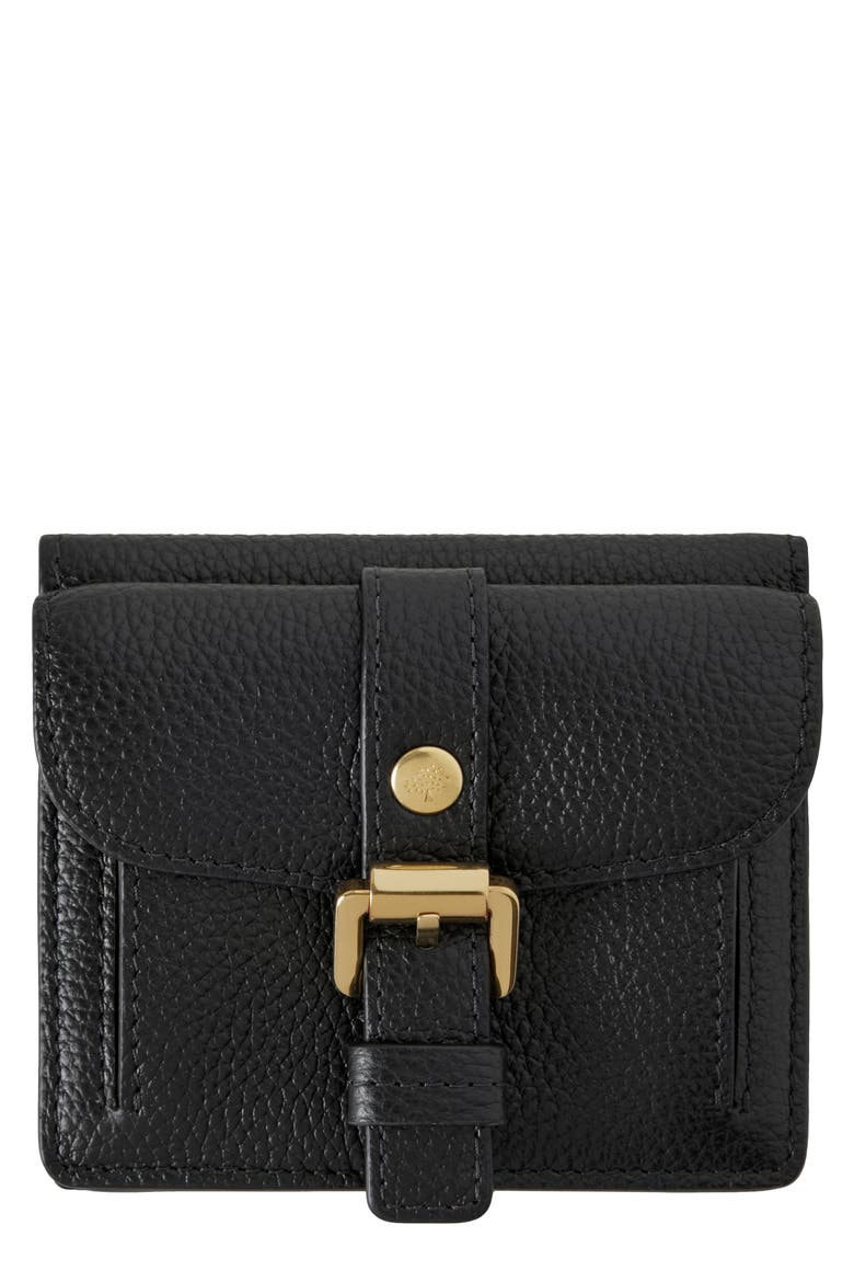 Small Roxanne Classic Grained Leather Wallet, Main, color, BLACK