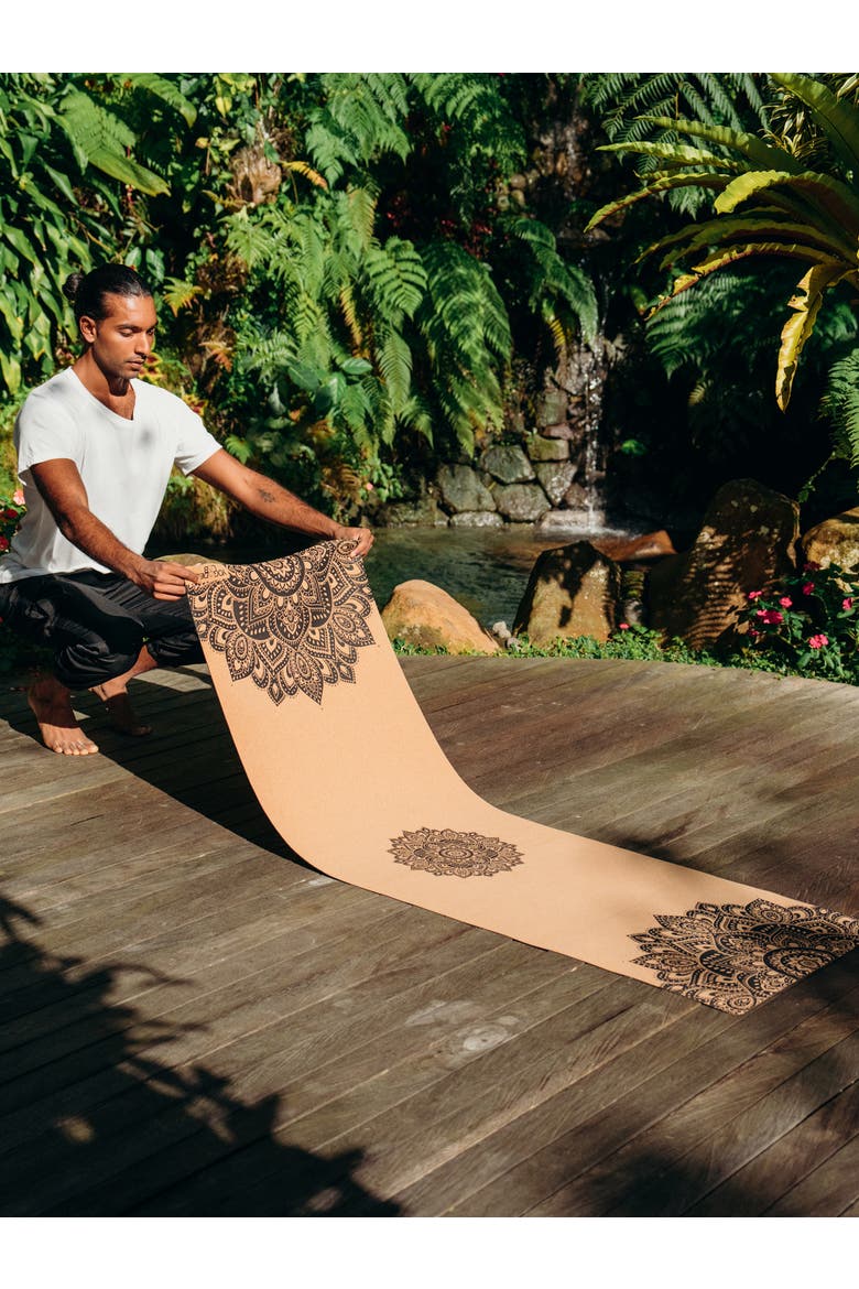 Cork Yoga Mat 1.5mm, Alternate, color, Mandala Black