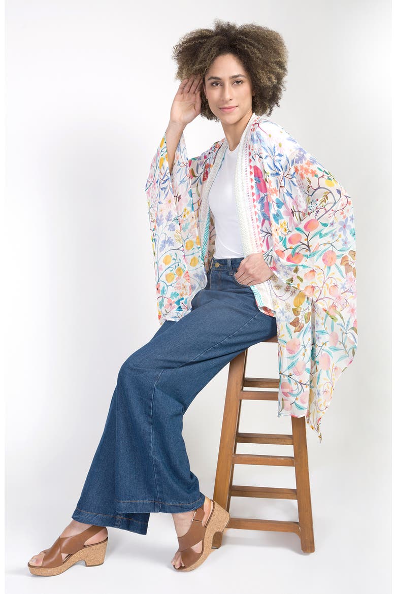 Floral Print Scarf, Alternate, color, WHITE MULTI