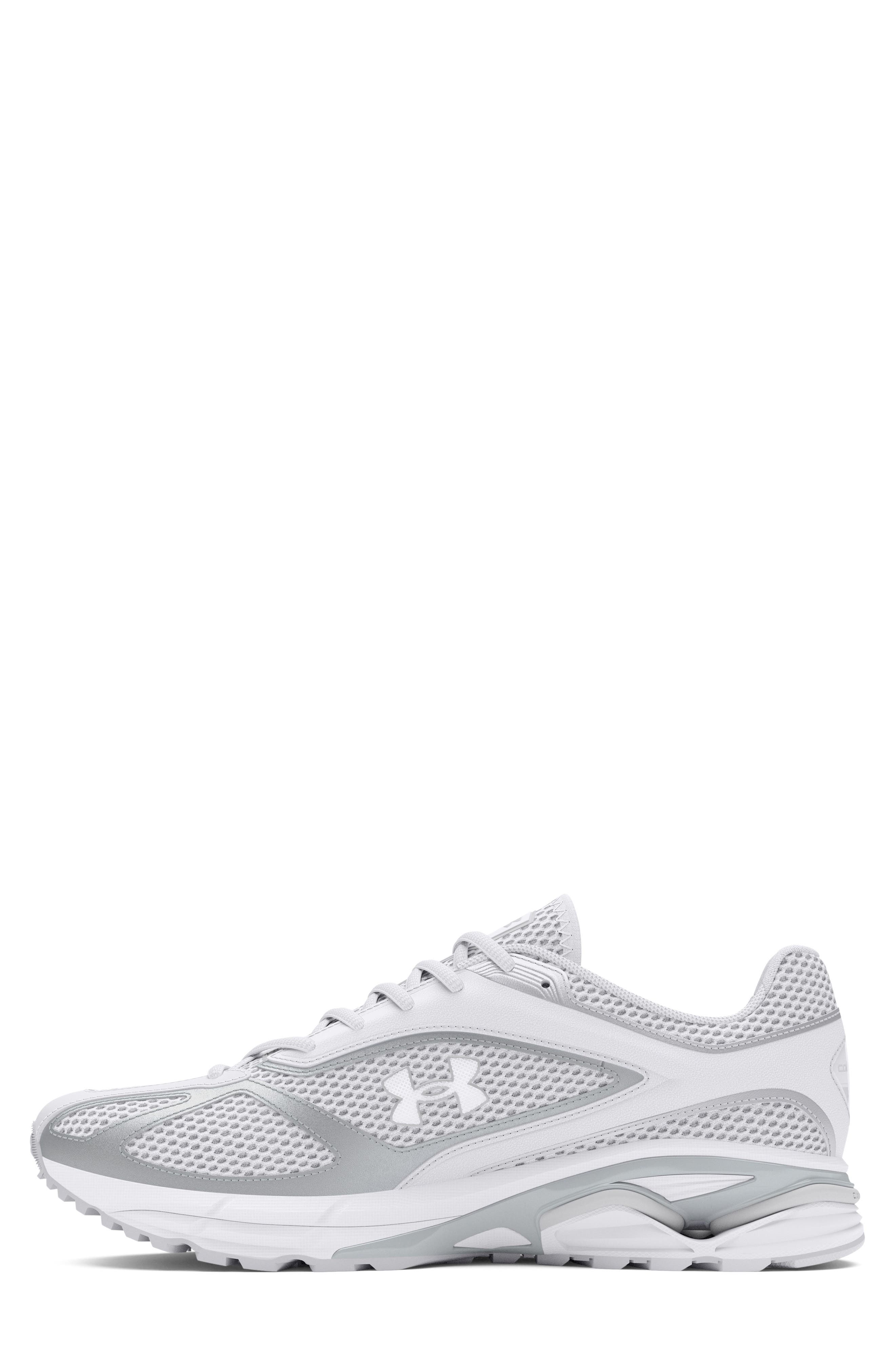 Gender Inclusive UA Apparition Sneaker, Alternate, color, WHITE / METALLIC SILVER