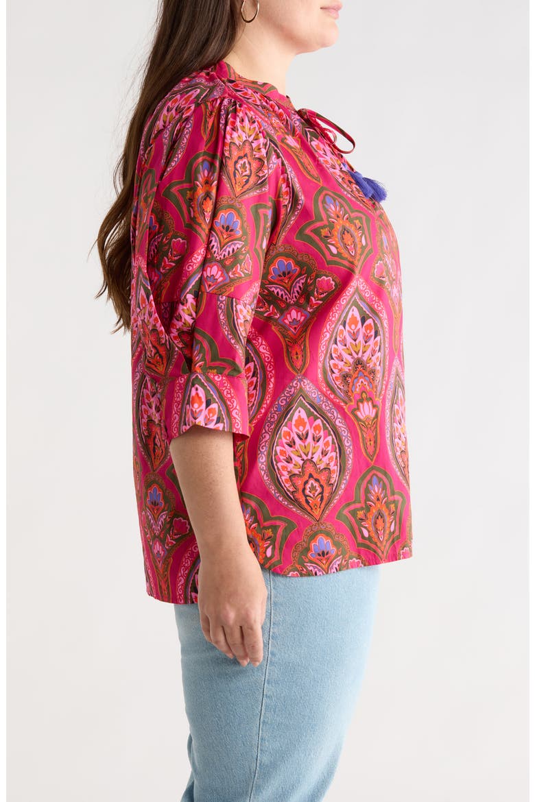 Azura Paisley Irina Split Neck Top, Alternate, color, BERRY-MULTI
