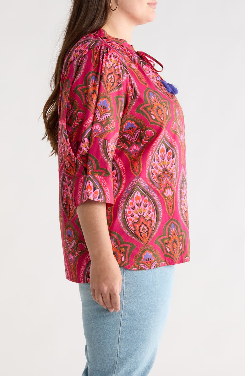 SUGARLIPS Azura Paisley Irina Split Neck Top, Alternate, color, Berry-Multi