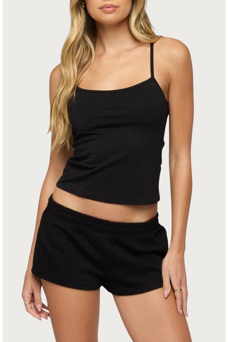 Cataleya Stretch Cotton Camisole, Main, color, BLACK